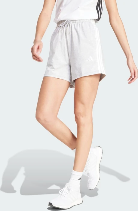 adidas Essentials 3-Streifen Cotton Trainingshose kurz light grey heather/white (Damen)