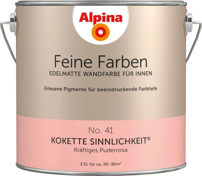 Alpina Farben Feine Farben No. 41 Kokette Sinnlichkeit innen kräftiges puderrosa edelmatt rosa, 2.5l