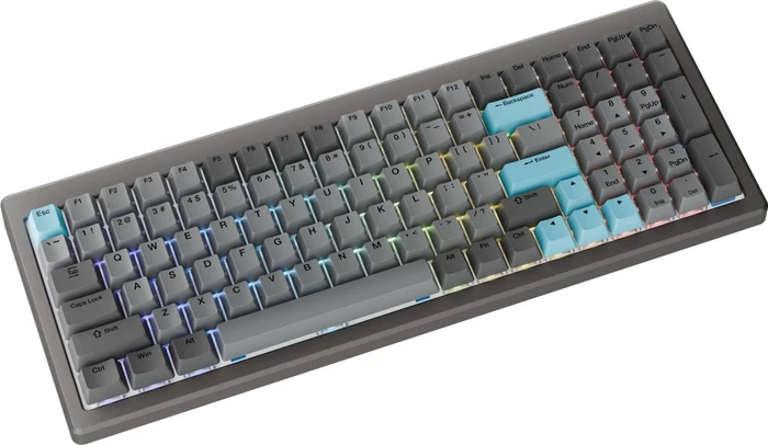 Ducky Cushion 98, Nickel, Shush Silent Green Tactile, USB/Bluetooth, US