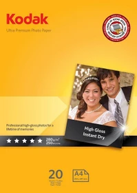 Kodak Ultra Premium Inkjet Fotopapier hochglänzend weiß, A6, 280g/m², 20 Blatt