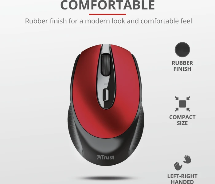 Trust Zaya Rechargeable Wireless Mouse rot/schwarz, USB