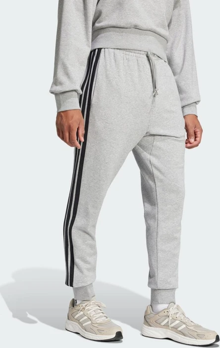 adidas Essentials 3-Streifen French Terry Trainingshose lang medium grey heather/black (Herren)