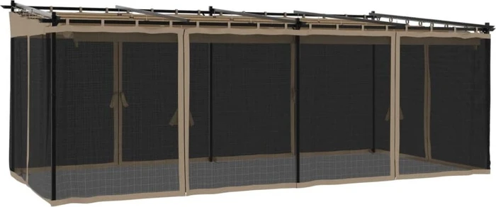 vidaXL Pavillon 6x3m mit Netzwänden taupe