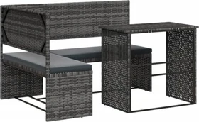 vidaXL Gartensofa in L-Form mit Tisch und Kissen grau