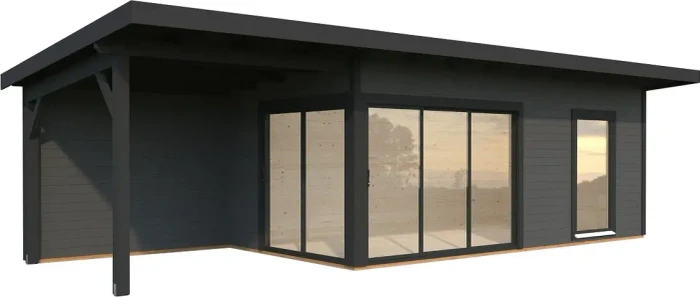 Palmako Andrea 17.1m²+7.9m² Slide Gartenhaus dunkelgrau/anthrazit