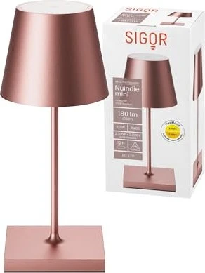 Sigor Nuindie mini Akku-Tischleuchte rund rosegold