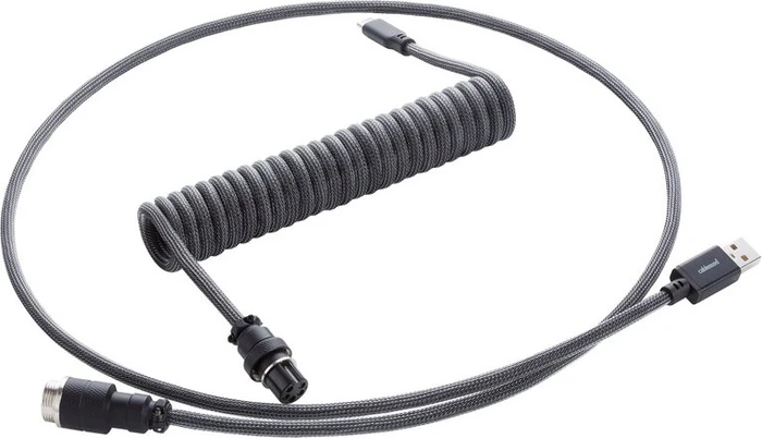 CableMod Pro Coiled Keyboard Cable USB Micro-B auf USB-A, Tastaturkabel (Spiral-Textilkabel), 1.5m, Carbon Grey