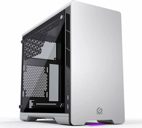 MetallicGear / MagniumGear Neo Mini [V2], silber, Glasfenster, Mini-ITX