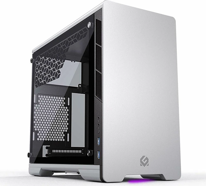 MetallicGear / MagniumGear Neo Mini [V2], silber, Glasfenster, Mini-ITX
