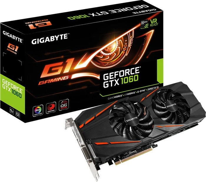 GIGABYTE GeForce GTX 1060 G1 Gaming 6G (Rev. 1.0), 6GB GDDR5, DVI, HDMI, 3x DP
