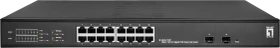LevelOne GES Rackmount Gigabit Smart Switch, 16x RJ-45, 2x SFP, 230W PoE+ (GES-2118P / 52091003)