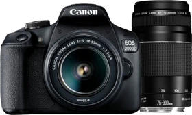Canon EOS 2000D mit Objektiv EF-S 18-55mm 3.5-5.6 und EF 75-300mm 4.0-5.6 III