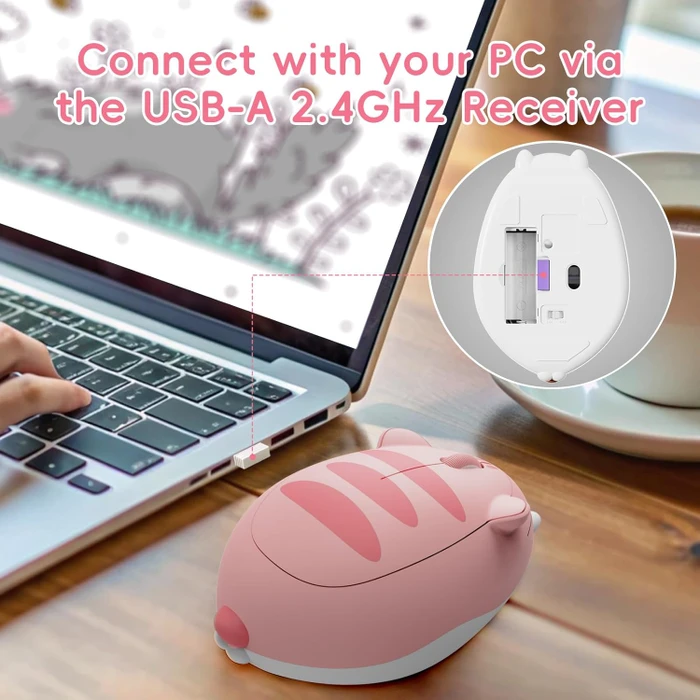 Akko x Waigua Cat Theme Wireless Mouse, Pink Angie, USB