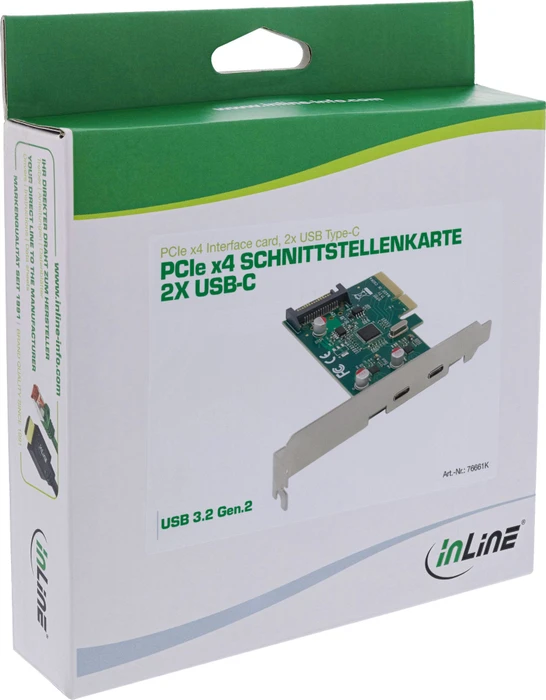 InLine Schnittstellenkarte, 2x USB-C 3.1, PCIe x4