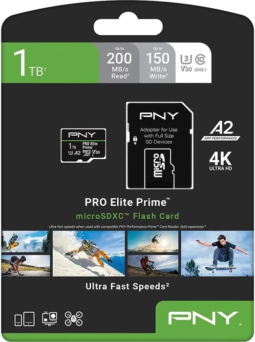 PNY Pro Elite Prime R200/W150 1TB Kit, UHS-I U3, A2, Class 10
