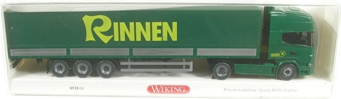 Wiking Modern Edition Pritschensattelzug Scania R420 Topline Rinnen