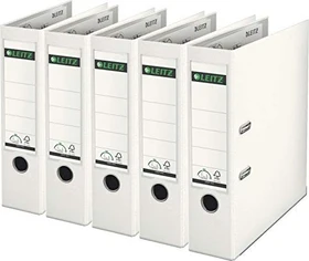 Leitz Qualitäts Ordner 2-Ring 180° Plastik, 80mm, A4, weiß, 5er-Pack