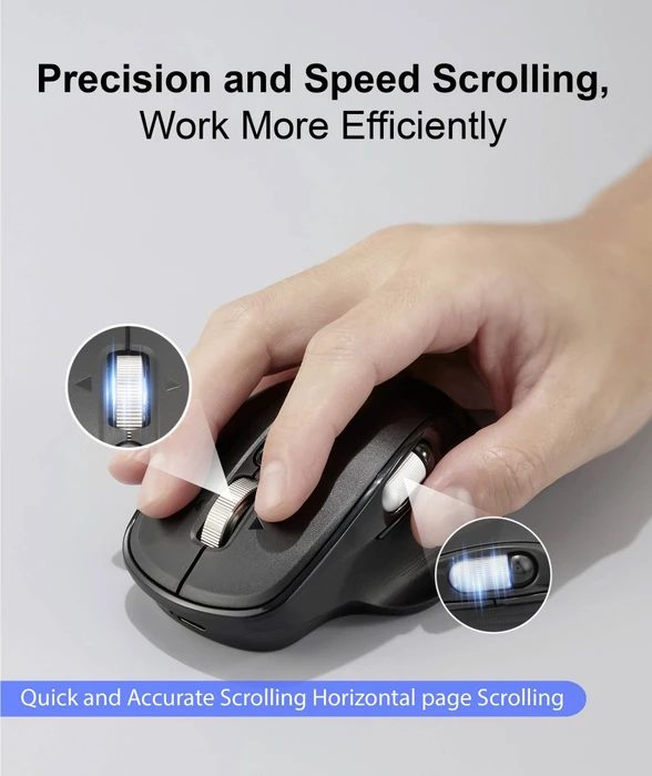 Renkforce RF-WM-220 Wireless Ergonomic Mouse mit zwei Scrollrädern schwarz, USB/Bluetooth