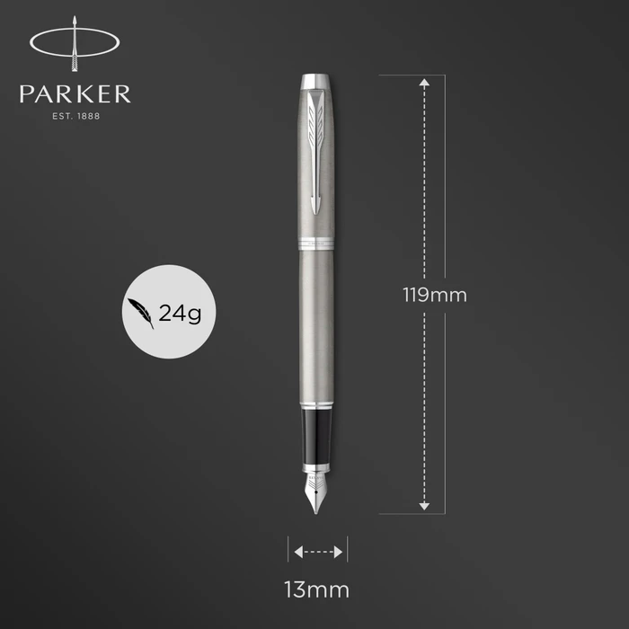 Parker IM stainless steel lacquer/chrome trim, rechte Hand, fein, Geschenkbox