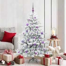 vidaXL Künstlicher Weihnachtsbaum mit Schnee, 150cm, inkl. LED-Beleuchtung