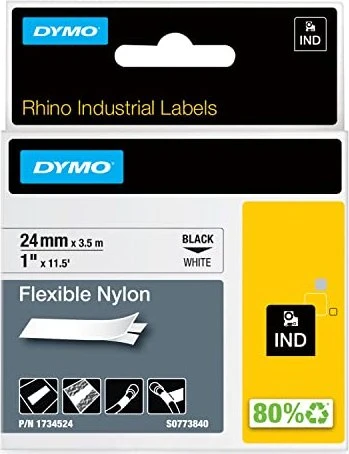Dymo ID1 Flexible Industrial Rhino Pro Beschriftungsband, 24mm, schwarz/weiß