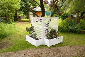 KHW Pflanzkasten-Set mit Spalier 100x43cm weiß, 2-tlg.