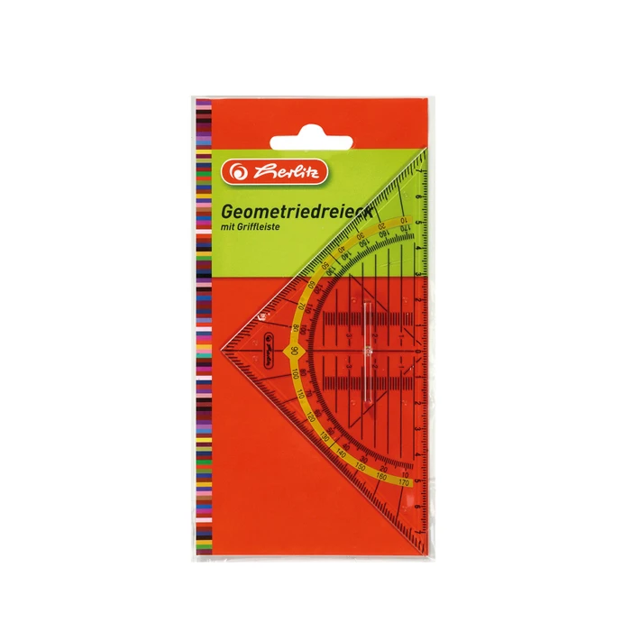 Herlitz Geodreieck 16cm, mit Griff, transparent (10412310)