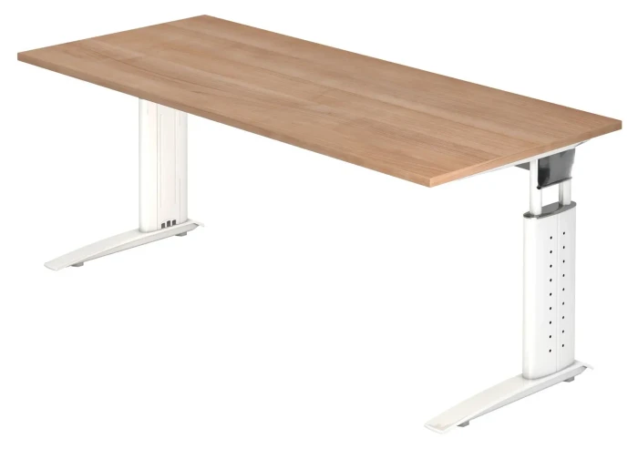 Hammerbacher Ergonomic Plus U-Serie US19/N/W Schreibtisch 180x80cm Nussbaum/weiß