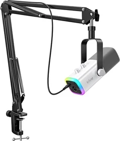 Fifine AmpliGame AM8T weiß inkl. Mikrofonarm schwarz