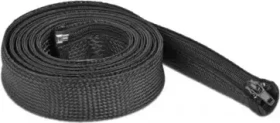 DeLOCK Geflechtschlauch mit Reißverschluss, hitzebeständig, 30mm, 2m, schwarz