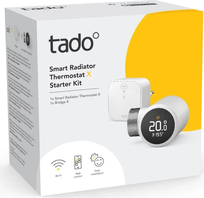 tado Starter Kit Smart Heizkörper-Thermostat X, 1x Thermostat, inkl. Bridge, Set
