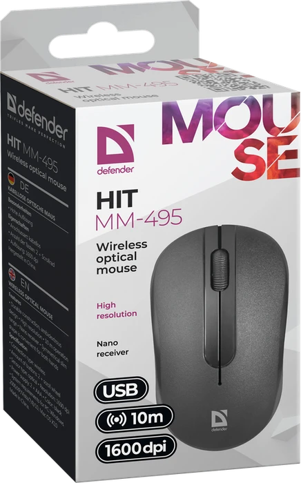 Defender Hit MM-495 Wireless Optical Mouse schwarz, USB