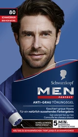 Schwarzkopf Men Perfect Anti-Grau Tönungs-Gel 80 Natur Schwarzbraun, 80ml