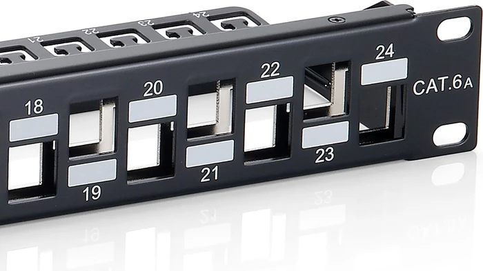 Equip Patchpanel für Keystone Module, geschirmt, 19" , 24-Port, 1HE, 19", 1HE, schwarz