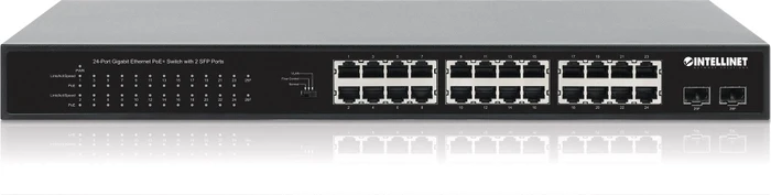 Intellinet Rackmount Gigabit Switch, 24x RJ-45, 2x SFP, 370W PoE+