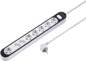 Sygonix Steckdosenleiste mit Schalter, 8-fach, 1.4m, weiß/schwarz