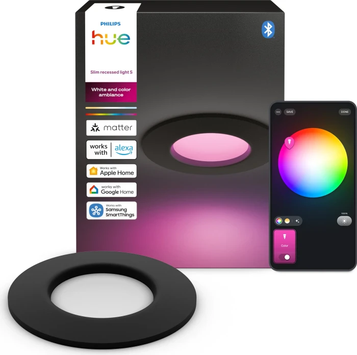 Philips Hue White and Color Ambiance Slim Einbauleuchte 90mm schwarz