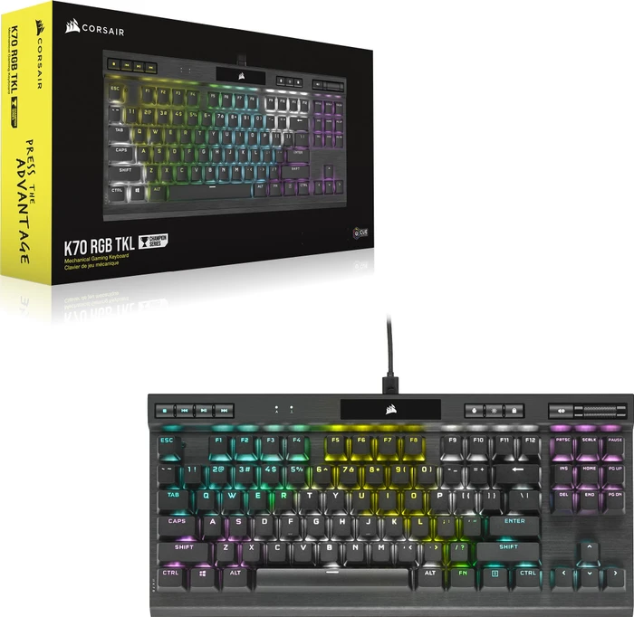 Corsair Gaming K70 RGB TKL - Champion Series, MX SPEED RGB Silver, USB, DE
