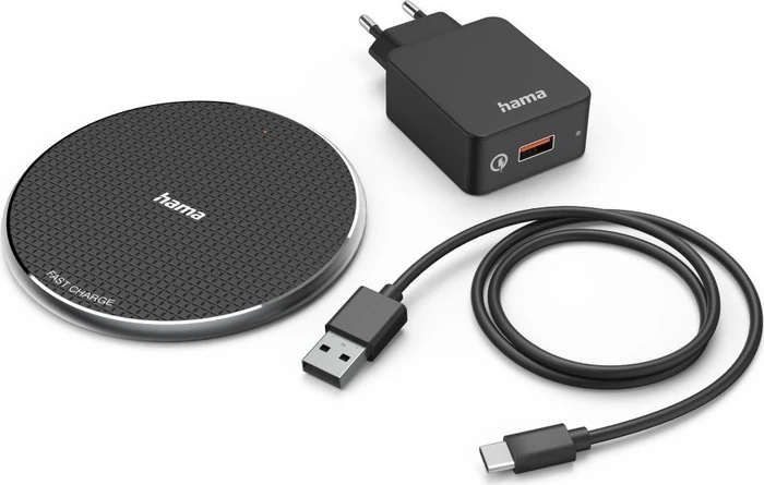 Hama Wireless Charger Set QI-FC10 10W kabelloses Smartphone-Ladepad schwarz