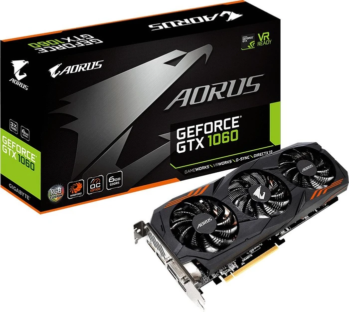 GIGABYTE AORUS GeForce GTX 1060 6G (Rev. 2.0), 6GB GDDR5, DVI, HDMI, 3x DP