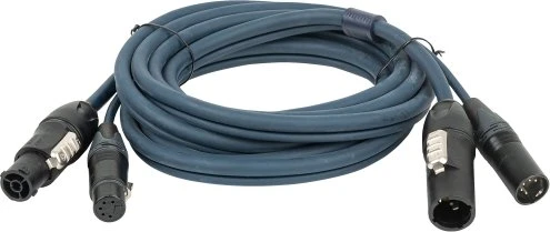 DAP Audio FP-14 Hybrid Cable - powerCON TRUE1 & 5-pin XLR, 3m blau
