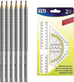 Faber-Castell Grip 2001 Bleistift HB graphit, silber, 6er-Pack