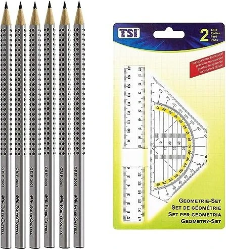 Faber-Castell Grip 2001 Bleistift HB graphit, silber, 6er-Pack