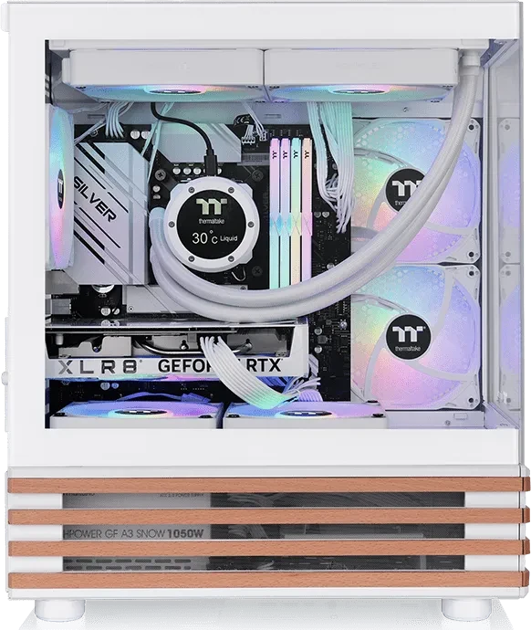 Thermaltake View 170 W ARGB Snow, weiß/braun, Glasfenster
