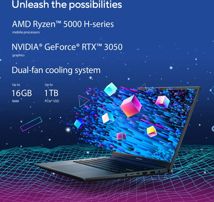 ASUS VivoBook Pro 14 OLED M3401QA-KM065W, Quiet Blue, Ryzen 5 5600H, 8GB RAM, 512GB SSD, DE