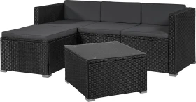 Juskys Punta Cana Polyrattan Lounge-Set M schwarz/grau