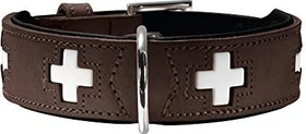 Hunter Swiss Hundehalsband, Leder, hochwertig, schweizer Kreuz, 32 XS, schwarz
