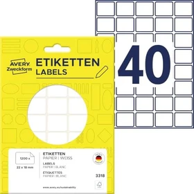 Avery-Zweckform Mini-Organisationsetiketten Sonderformat, 22x18mm, weiß, 30 Blatt (1200 Etiketten)