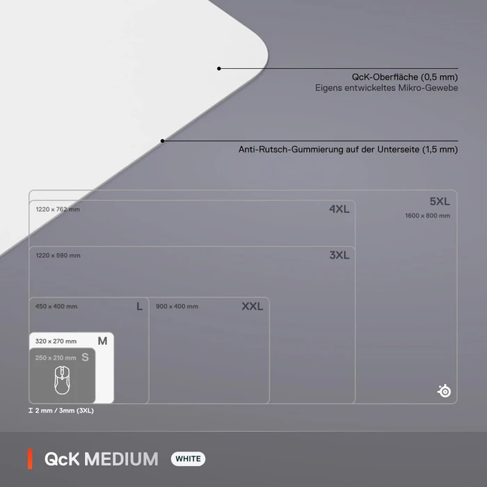 SteelSeries QcK Medium White, 320x270mm, weiß