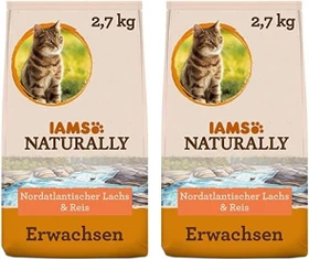 IAMS Naturally erwachsene Katze mit viel nordatlantischem Lachs & Reis, 2.70kg